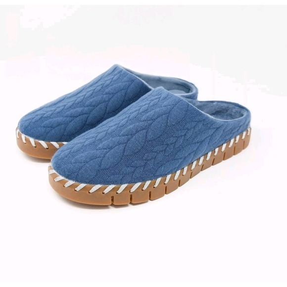 Muk Luks Long Island Cable Knit Slide Mules‎ Clog Twilight Blue Women's 6.5 M - Picture 1 of 8